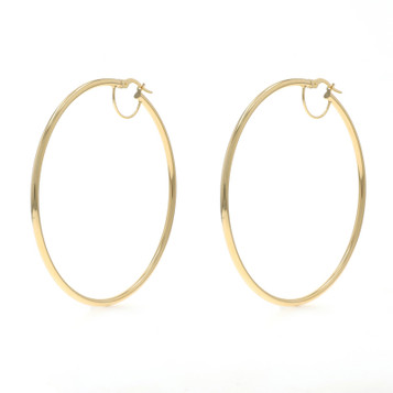Yellow Gold Round Hoop Earrings 14k Pierced