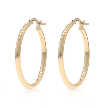 Yellow Gold Hoop Earrings - 14k Round Pierced