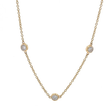 Yellow Gold Diamond by the Yard Necklace 18" 14k Rnd Brilliant 1.00ctw