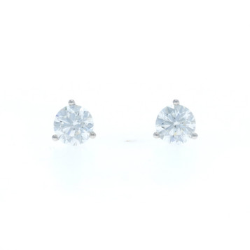 White Gold Diamond Stud Earrings 14k Round 1.80ctw GIA Pierced