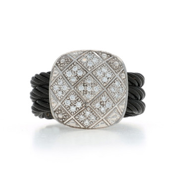 Charriol Celtic Noir Nautica Cable Diamond Ring Gold 18k Stainless Rd .36ctw Sz6