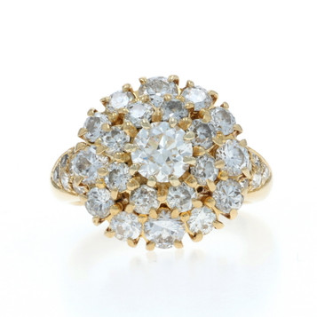 Van Cleef & Arpels Diamond Cluster Cocktail Ring YellowGold 18k European 2.68ctw