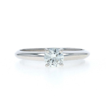 White Gold Diamond Solitaire Engagement Ring - 14k Round Brilliant .45ct