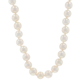 White Gold Cultured Pearl Knotted Strand Necklace 15" - 14k Bead Star of David