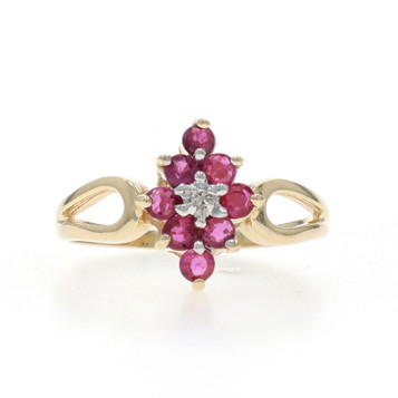 Yellow Gold Ruby Diamond Ring - 10k Round .49ctw