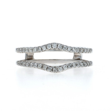 White Gold Diamond Enhancer Wedding Band - 14k Round .30ctw Wrap Jacket Ring