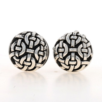 Barry Kieselstein-Cord Knot Large Stud Earrings - Sterling Silver 925 Clip-Ons