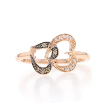 Le Vian Diamond Intertwined Heart Duo Ring - Rose Gold 14k Round .10ctw Love