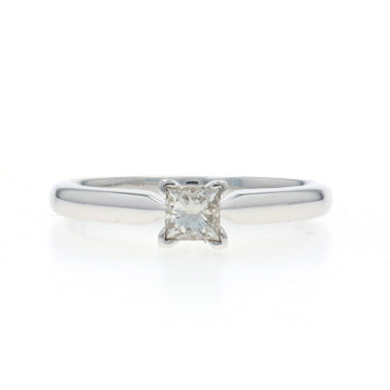 White Gold Diamond Solitaire Engagement Ring - 14k Princess .25ct