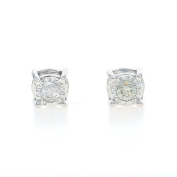 White Gold Diamond Stud Earrings - 14k Round Brilliant .50ctw Pierced