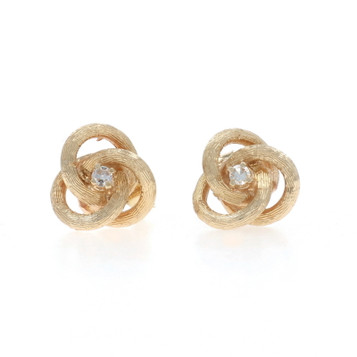Yellow Gold Diamond Love Knot Stud Earrings - 14k Single Triple Circle Pierced