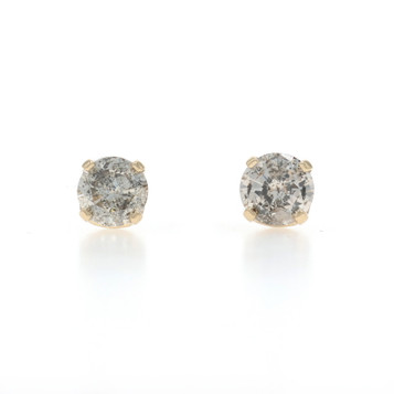 Yellow Gold Diamond Stud Earrings - 14k Round Brilliant 1.10ctw Pierced