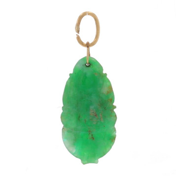 Yellow Gold Jadeite Potted Plant Charm - 14k Carved Botanical Nature Pendant