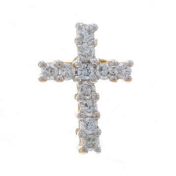 Yellow Gold Diamond Cross Pendant 14k Round Brilliant .17ctw Faith