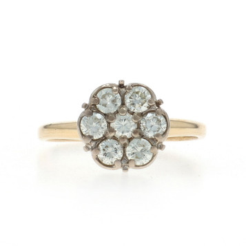 Yellow Gold Diamond Cluster Ring - 14k Round Brilliant .50ctw Floral Engagement