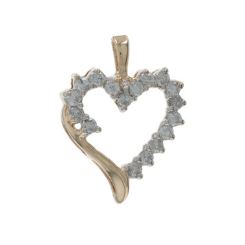Yellow Gold Diamond Heart Pendant - 14k Round Brilliant .25ctw Love