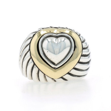 David Yurman Heart Statement Ring - Sterling 925 Yellow Gold 18k Love SZ 7 3/4
