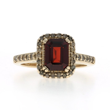 Le Vian Garnet Diamond Halo Ring - Yellow Gold 14k Emerald Cut 2.32ctw
