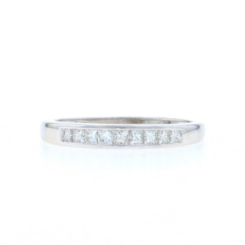 White Gold Diamond Wedding Band - 14k Princess .33ctw Channel Set