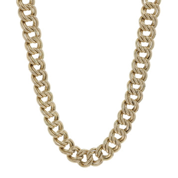 Yellow Gold Double Curb Chain Necklace 16 1/2" - 14k Starter Charm