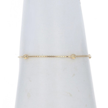 Yellow Gold Bead Station Box Chain Bracelet 6 3/4" - 18k