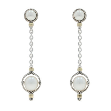 Lagos Luna Drop Cultured Freshwater Pearl Dangle Earrings -Sterling 925 Gold 18k