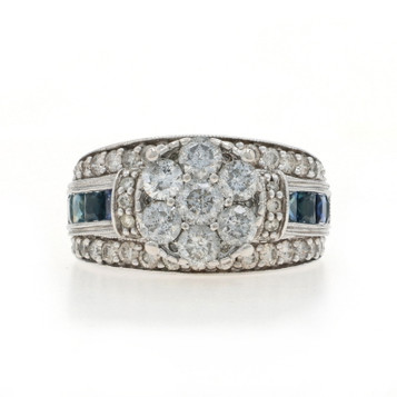 White Gold Diamond Sapphire Ring - 14k Round Brilliant 3.70ctw