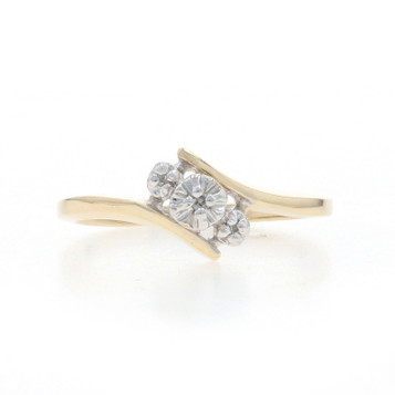 Yellow Gold Diamond Three-Stone Bypass Ring - 10k Single