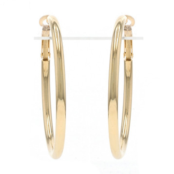 Yellow Gold Round Hoop Earrings - 14k Pierced