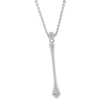 White Gold Diamond Lavaliere Pendant Necklace 18" - 14k Round Brilliant .10ctw