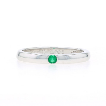 White Gold Emerald Solitaire Ring - 14k Round
