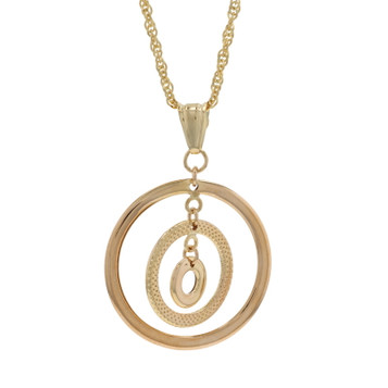 Yellow Gold Circle Trio Pendant Necklace 30" - 14k Geometric