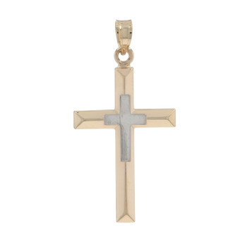 Yellow Gold Cross Duo Pendant - 14k Faith
