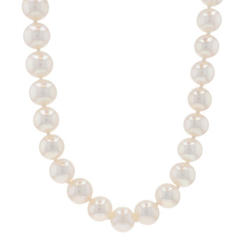 Yellow Gold Cultured Freshwater Pearl Knotted Strand Necklace 17 1/2" - 14k