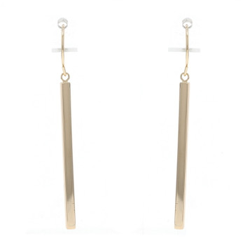 Yellow Gold Line Bar Dangle Earrings - 10k Pierced