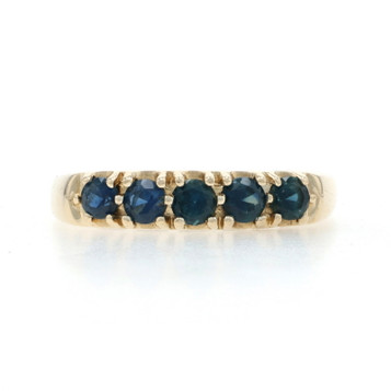 Yellow Gold Sapphire Five-Stone Band - 14k Round .70ctw Ring