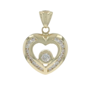 Yellow Gold Diamond Heart Pendant - 14k Round Brilliant .40ctw Love