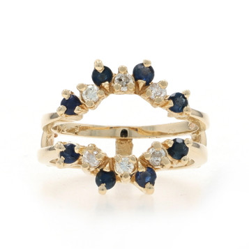 Yellow Gold Sapphire Diamond Enhancer Band - 14k Round .88ctw Wrap Jacket Ring