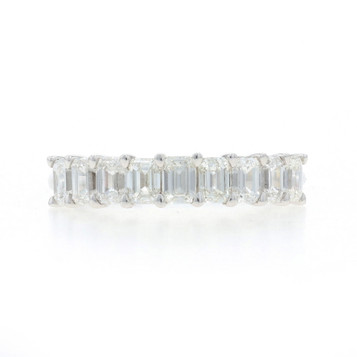 White Gold Diamond Nine-Stone Band - 18k Emerald 1.73ctw Wedding Ring