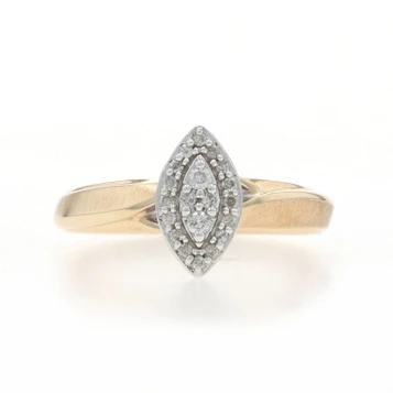 Yellow Gold Diamond Cluster Halo Engagement Ring - 10k Round Brilliant .20ctw