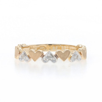 Yellow Gold Diamond Heart Garland Band - 10k Single Cut Love Cluster Ring
