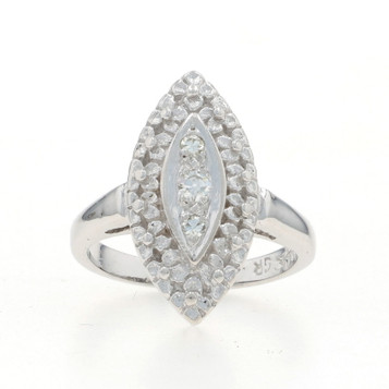 White Gold Diamond Three-Stone Ring - 14k Single Cut Floral