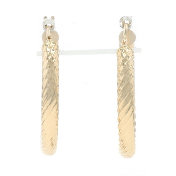 Yellow Gold Twist Hoop Earrings - 14k Nautical Pierced