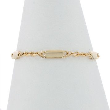 Yellow Gold Engravable Station Bracelet 7 3/4" - 14k Chain