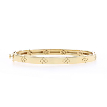 Roberto Coin Love in Verona Bangle Bracelet 6 1/2" - Yellow Gold 18k Quatrefoil