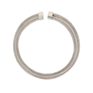 Sterling Silver Rope Collar Necklace 15" - 925