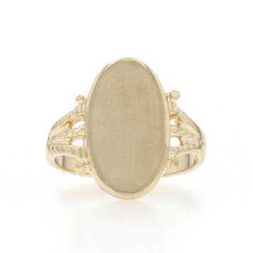 Yellow Gold Engravable Signet Ring - 14k Oval