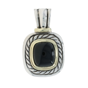 David Yurman Albion Onyx Solitaire Enhancer Pendant Sterling 925 Yellow Gold 14k