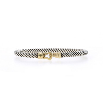 David Yurman Cable Hook Bangle Bracelet 6 1/4" - Sterling 925 Yellow Gold 18k