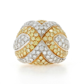 Yellow Gold Diamond Cluster Cocktail Dome Ring - 18k Round Brilliant 2.50ctw